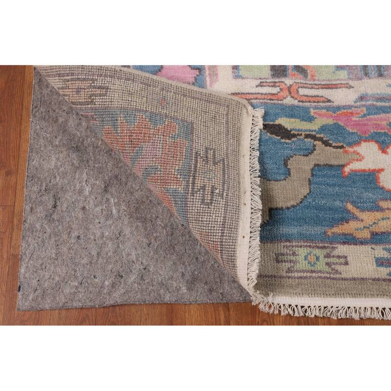 Colorful Oushak Oriental Rug Hand-Knotted Transitional Wool Carpet - 8'9" X 11'9"