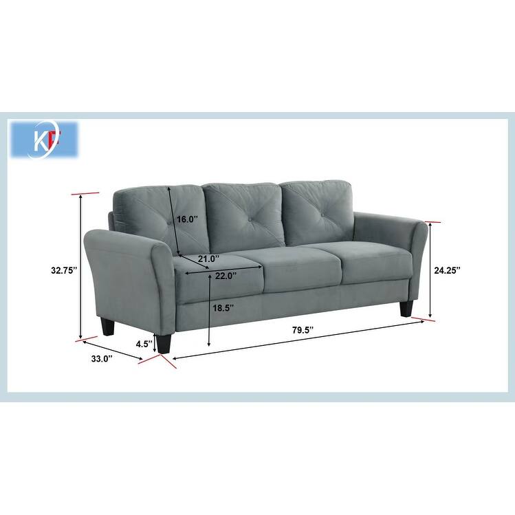 Velvet 3-Seater Sectional Sofa with Memory Foam Cushions
