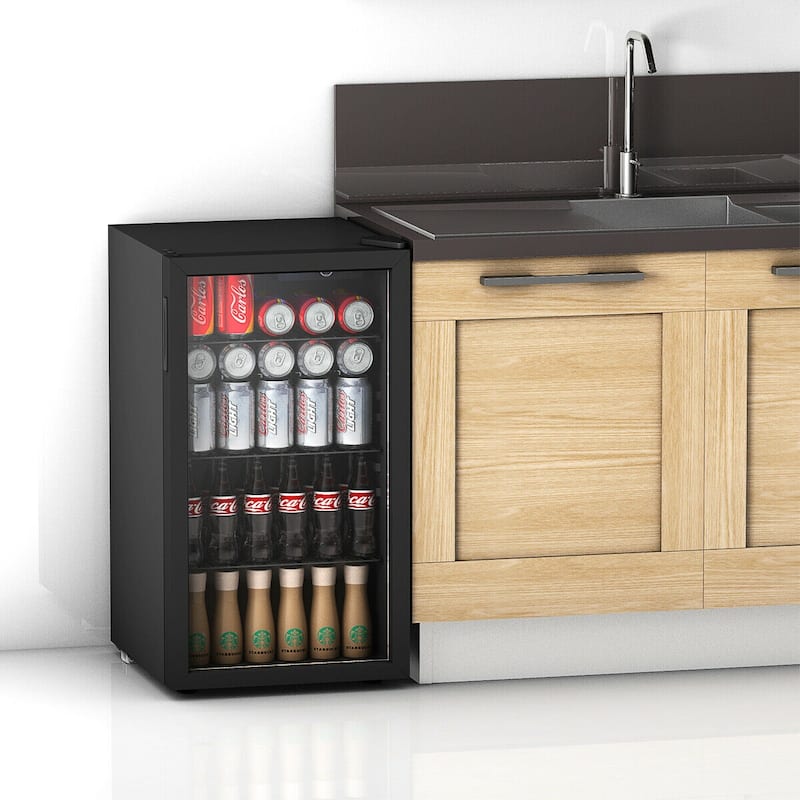 Gymax 120 Can Beverage Refrigerator Beer Wine Soda Drink Cooler Mini