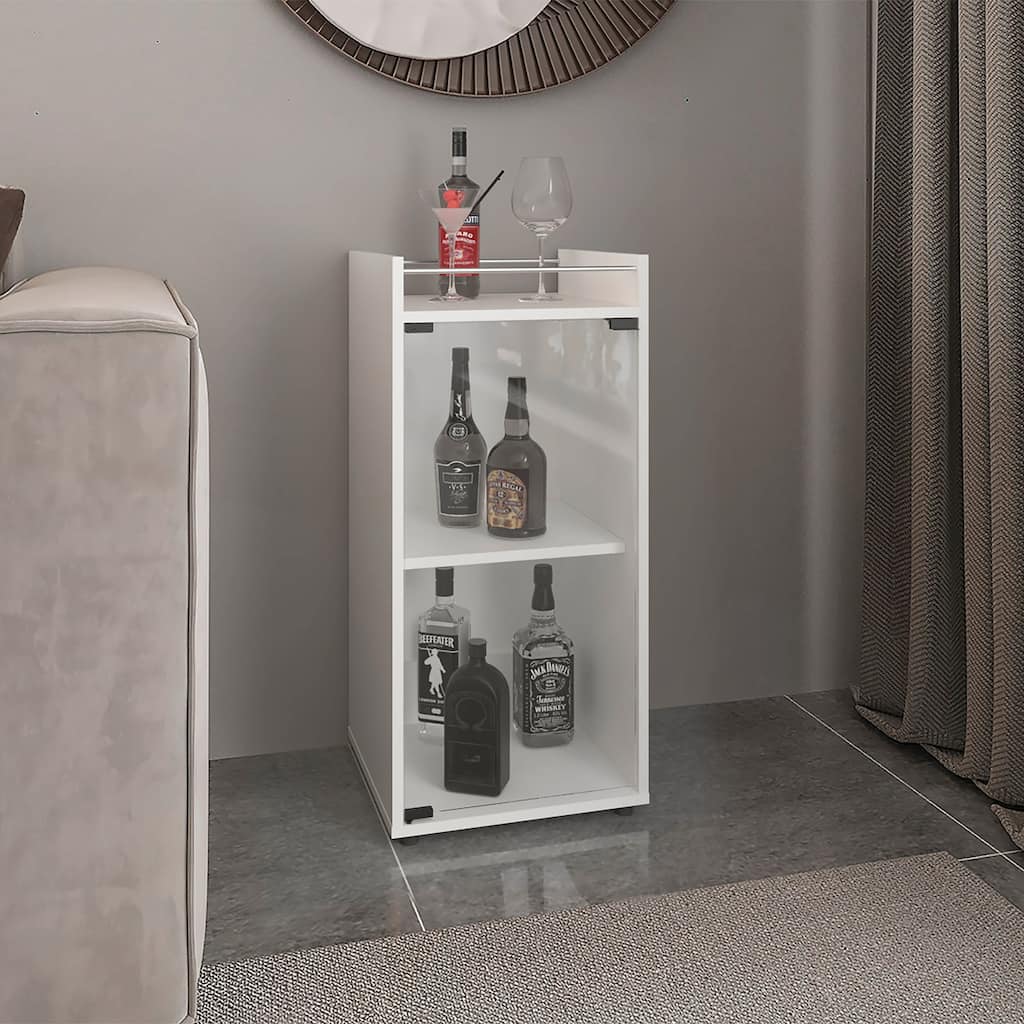 Theba Minibar Cabinet with Two Doors and Open Shelf for Modern Bar Storage