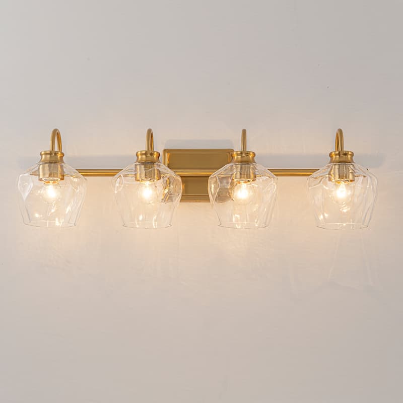 Modern 3/4-lights Bathroom Dimmable Vanity Lights Wall Sconces with Glass Shade