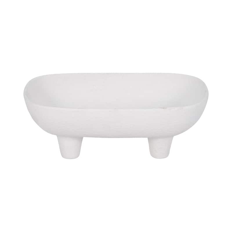 Sagebrook Home 10-inch Ceramic Footed Rounded Rectangle Bowl in White - Timeless Design for Sophisticated Home Decor - White - 10" x 7" x 4"