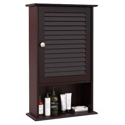 Gymax Bathroom Wall Mount Storage Cabinet Single Door w/Height