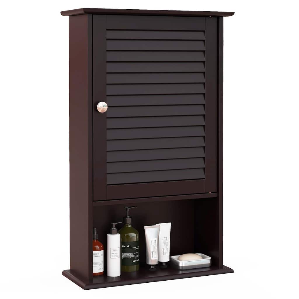 Gymax Bathroom Wall Mount Storage Cabinet Single Door w/Height