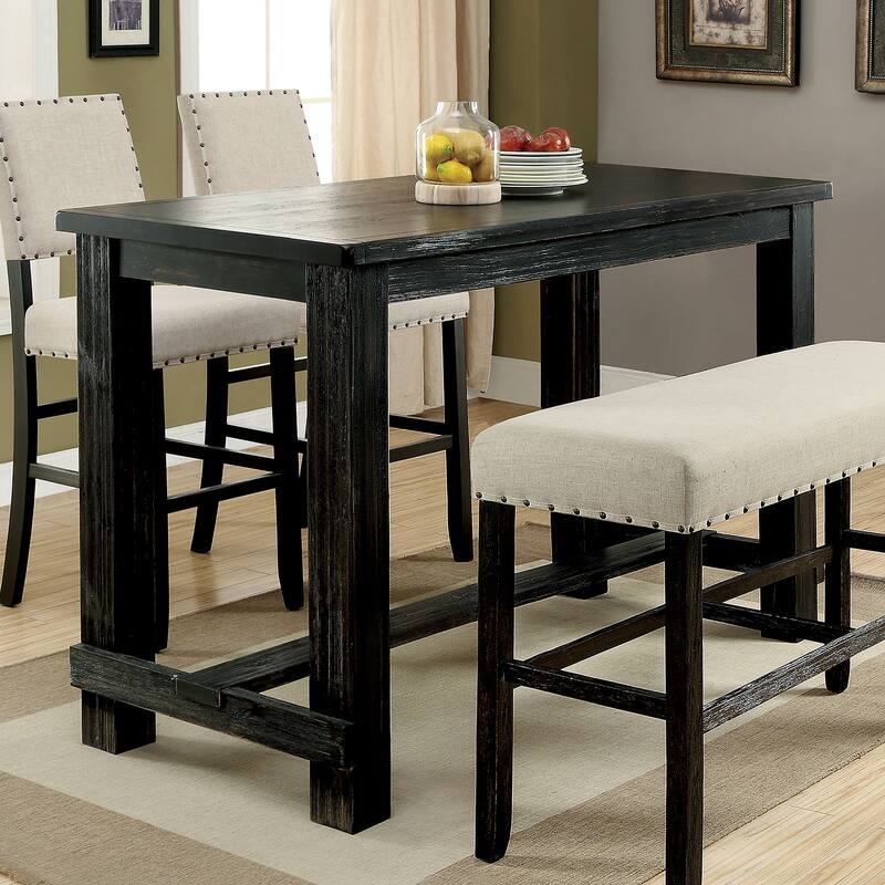 Vevo Rustic Black 60-inch Wide Solid Wood Bar Table by Furniture of America