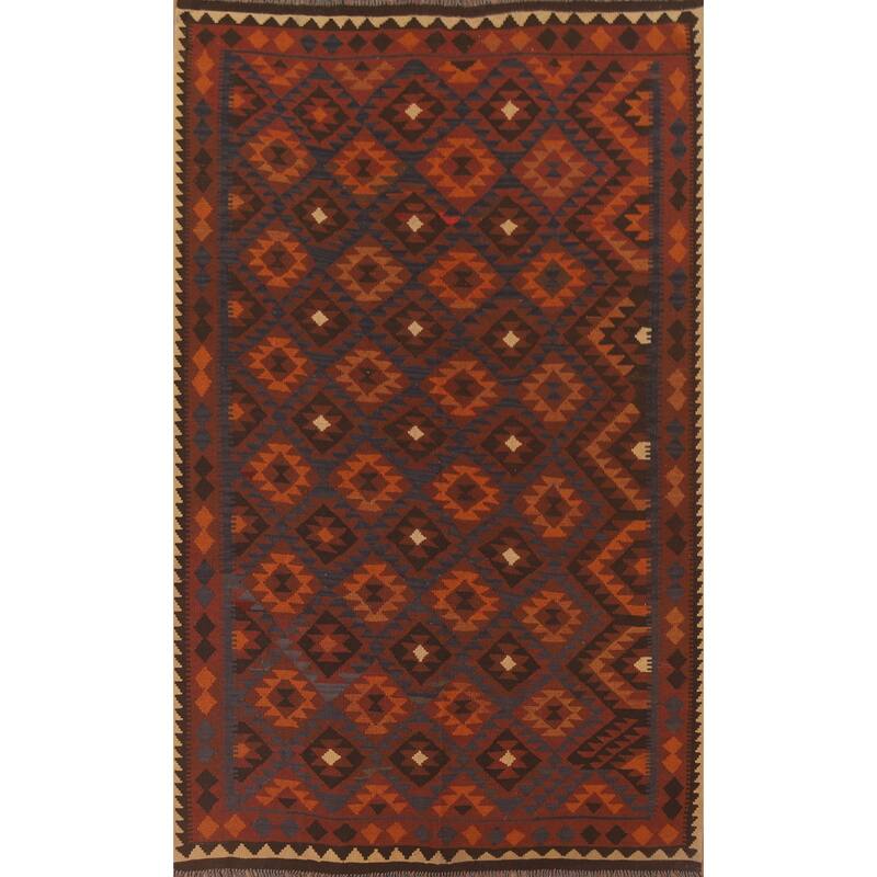 Hand Woven Oriental 100% Wool Carpet Southwestern Tribal Multi-Colored Kilim Area Rug - 9' 11'' X 6' 10''