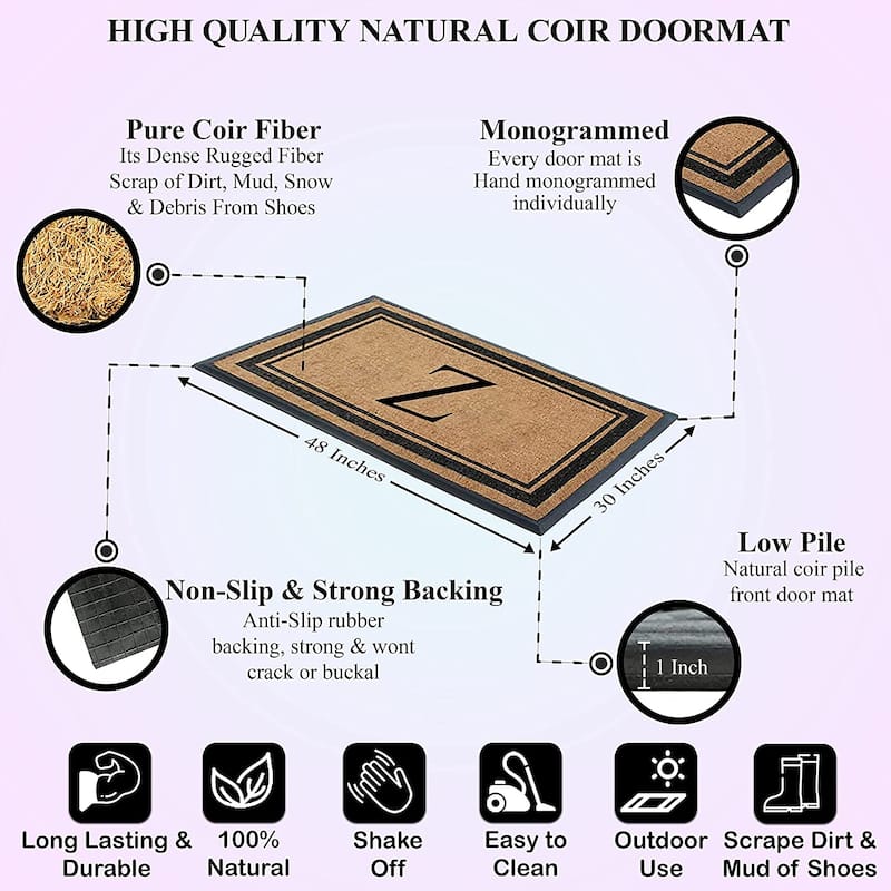 A1HC Markham Border Natural Flocked Rubber Large Doormat 30"x48"