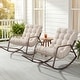 preview thumbnail 2 of 20, Oversized Outdoor Papasan Rocking Lounge Chair with Thick Cushion, Heavy-Duty Metal Patio Rocker Recliner, 450 lbs Capacity Beige / 2 PCS