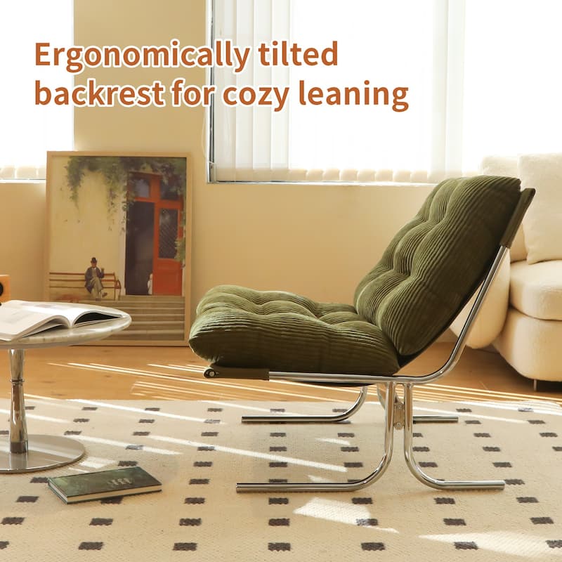 Modern Upholstered Accent Chair with Chrome Metal Frame for Living Room & Office