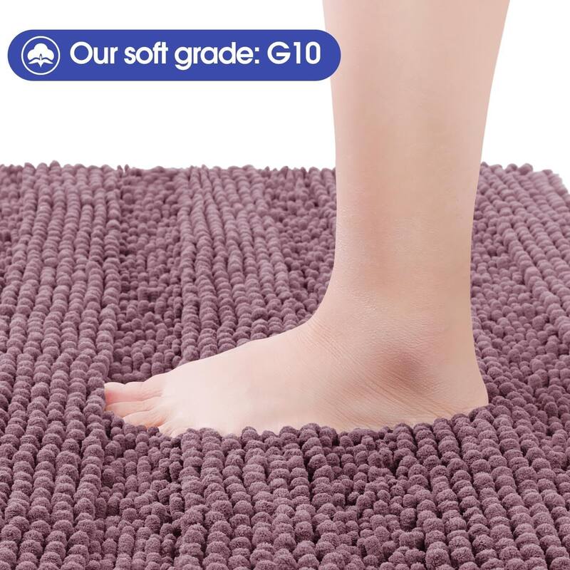 Ultra Soft Striped Non Slip Chenille Bathroom Rug Set 3 Pieces