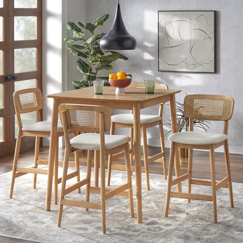 Simple Living Newington Solid Wood and Cane Counter Stool (Set of 2)