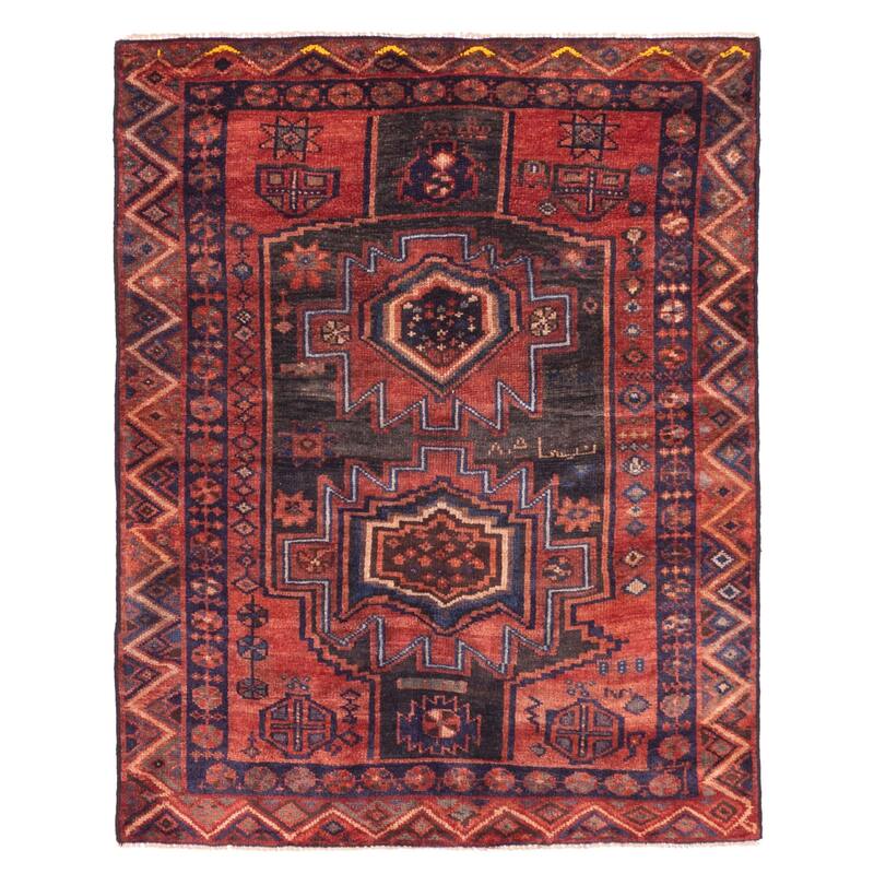 ECARPETGALLERY Hand-knotted Melis Vintage Red Wool Rug - 4'2 x 5'3