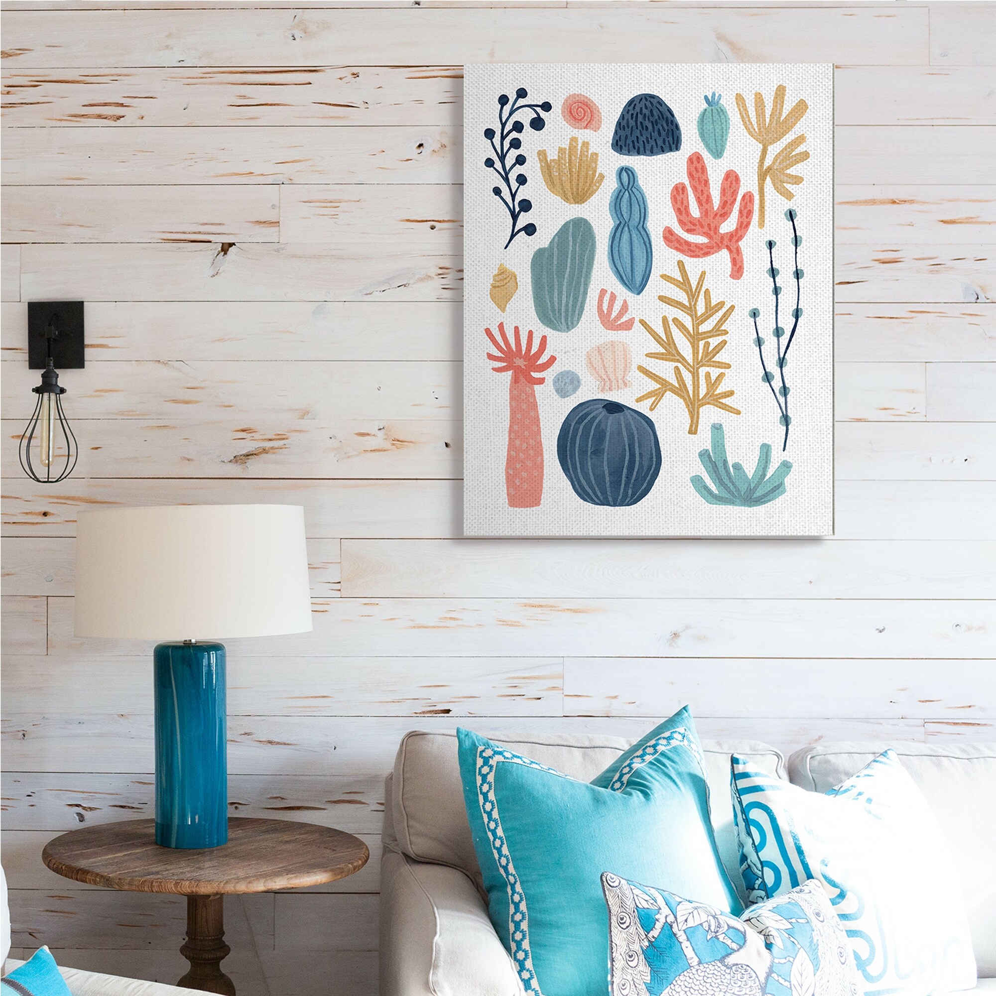 Stupell Playful Sea Life Coral Red Yellow Blue Plants Canvas-image