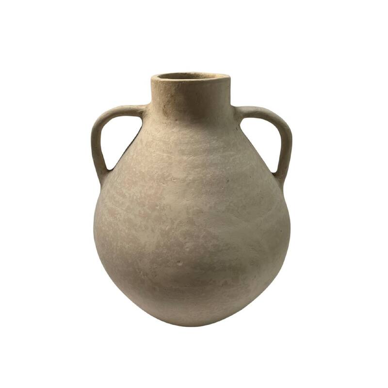 Paper Mache Vase Eco Mix White H 13.6" & Dia 11.8" - White