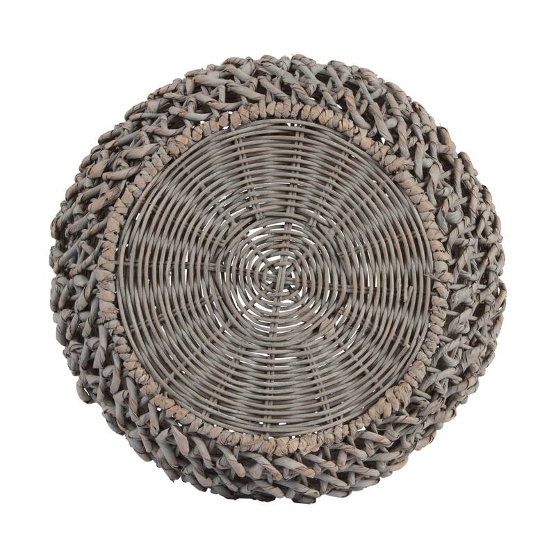 Whitewashed Woven Water Hyacinth Lantern with Glass Insert