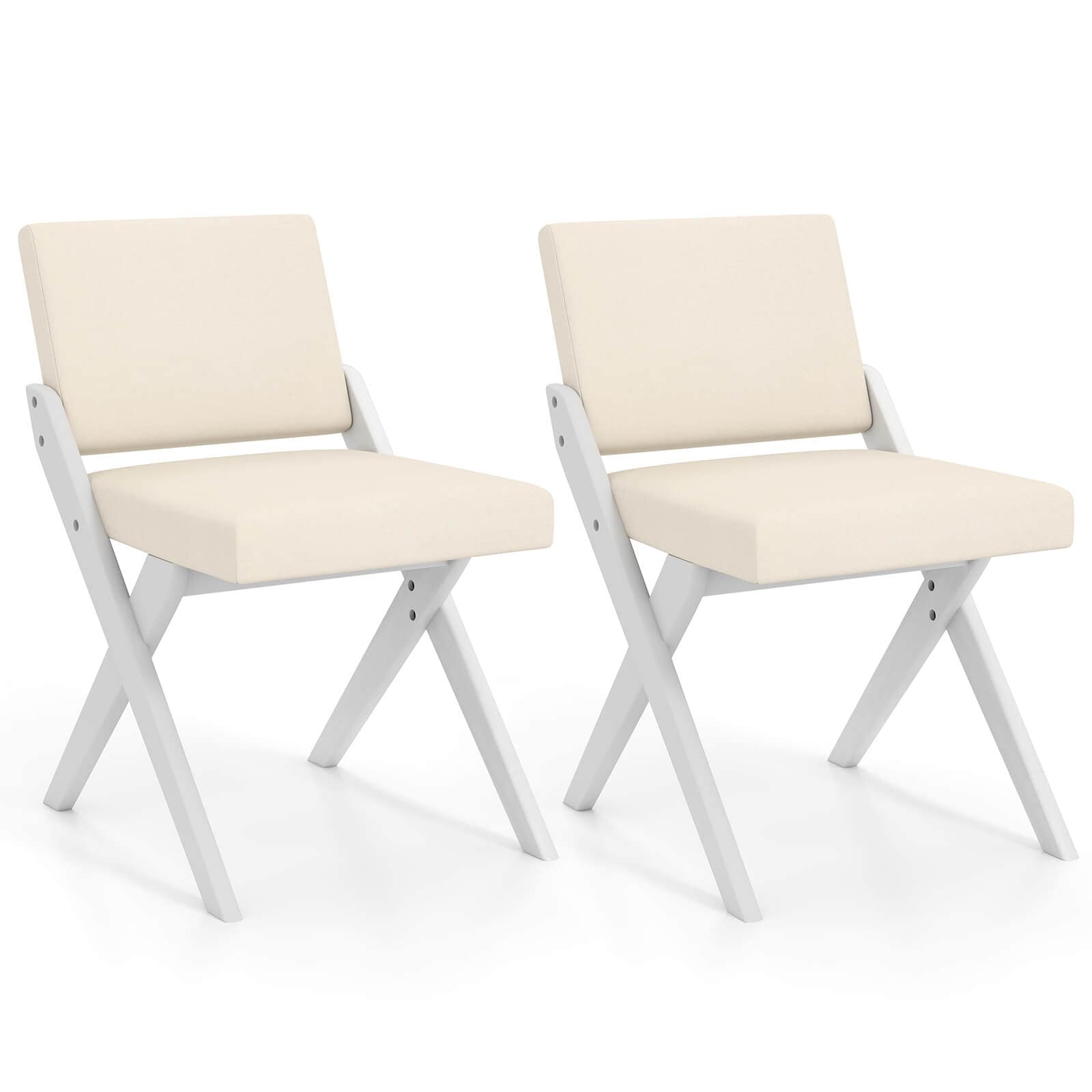 Costway Wooden Dining Chairs of 2/4 with Rubber Wood Frame Padded