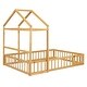 preview thumbnail 7 of 45, Full Size Wooden Floor Bed with Fence and Detachable Headboard for Kids