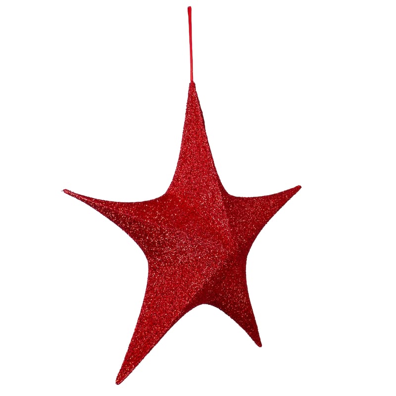 25.5" Tinsel Foldable Christmas Star Outdoor Decoration