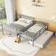 preview thumbnail 1 of 34, Twin Over Full Rubber Wood Convertible Bunk Bed with Trundle,Ladder and Guardrail Grey