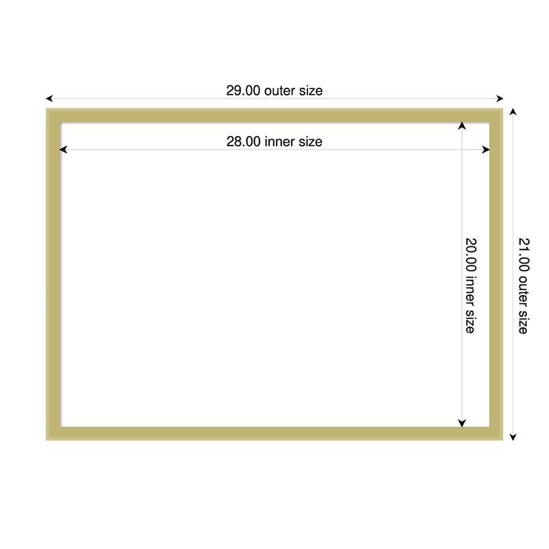 Incline Framed Dry Erase Magnetic Board - 29 x 21 in - Incline Light Gold