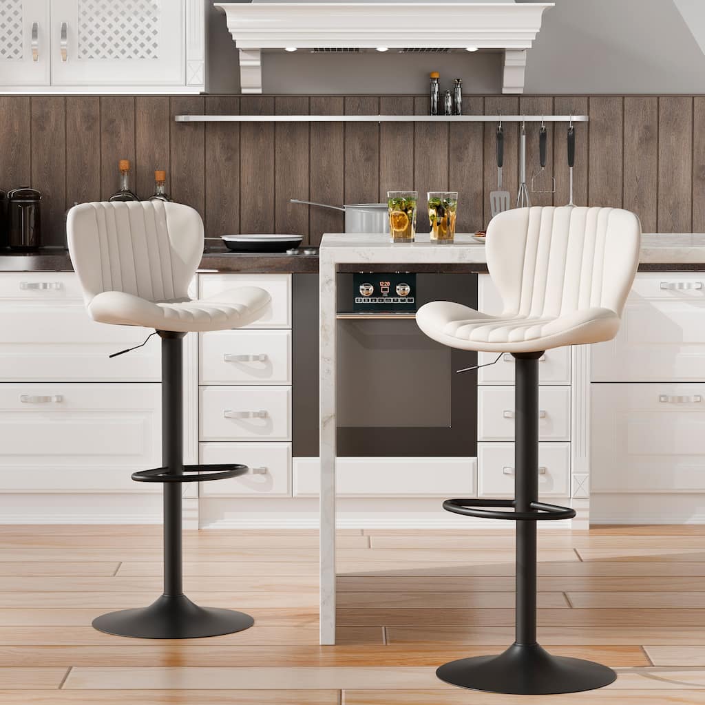 Scallop Bar Stool with 360° Swivel - Modern Kitchen & Home Bar Seating，Set of 2 - N/A