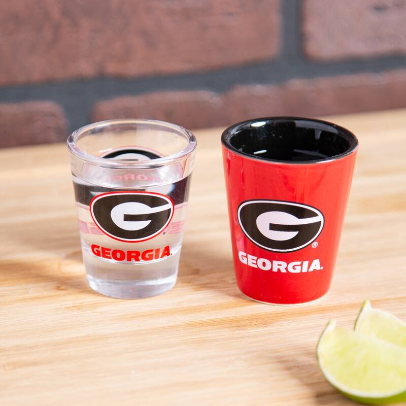 4-Piece Ceramic and Glass 2 oz. Shot Glass Set, University of Georgia