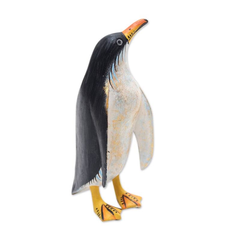 Novica Handmade Friendly Penguin Wood Statuette