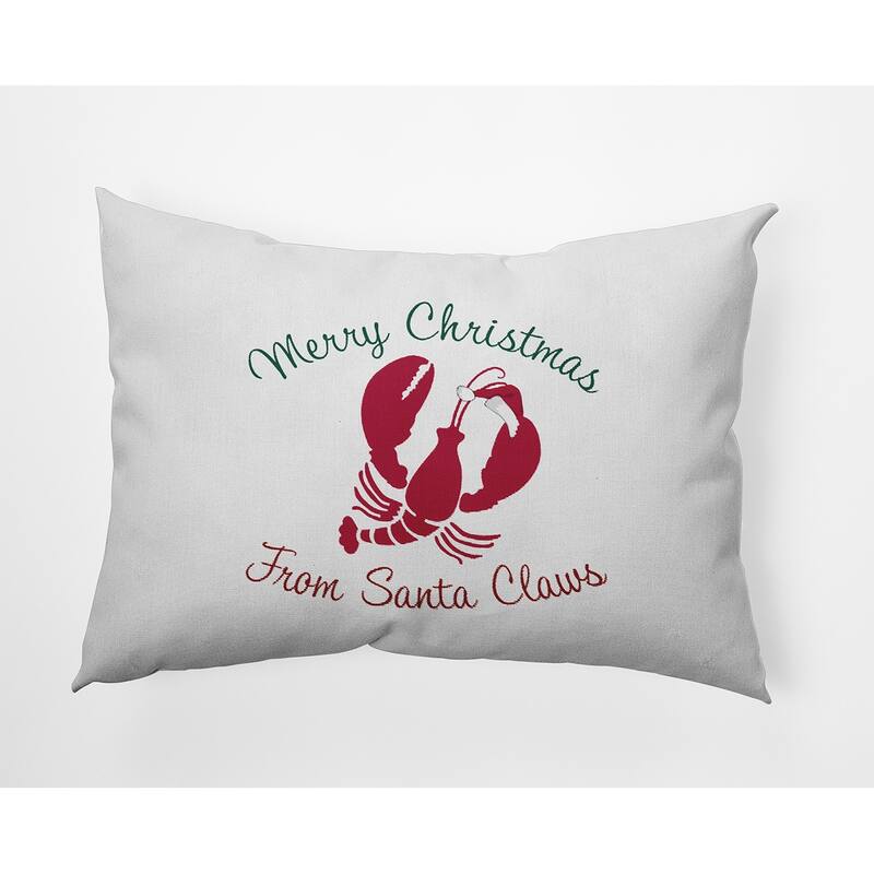 Santa Claws Lobster Christmas Accent Pillow - 14" x 20" - Christmas Pink
