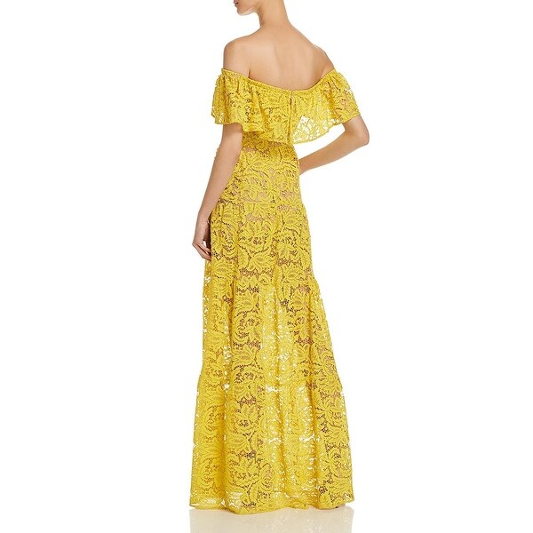 dress the population yellow lace dress