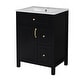 preview thumbnail 49 of 53, GDFStudio - Cielo 24" Bathroom Vanity with Ceramic Sink, 2 Soft Close Drawers, Door & Storage Racks