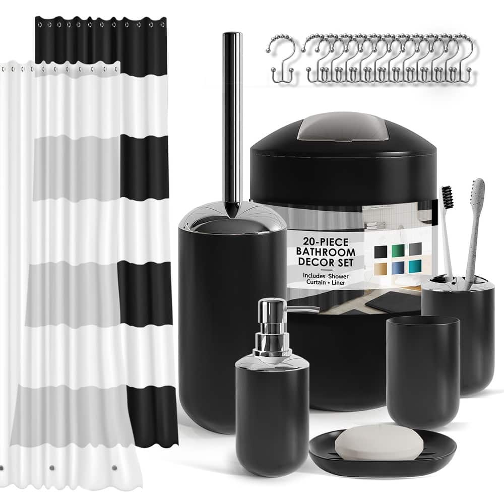 Empyrean 20 Piece Complete Bathroom Accessories Kit with Shower Curtain Set