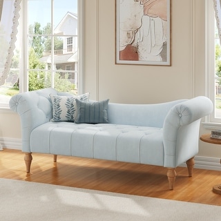 Christopher Knight Home - Larkspur Velvet Upholstered 60 Inch Bench with Rolled Arms and Button Tufting