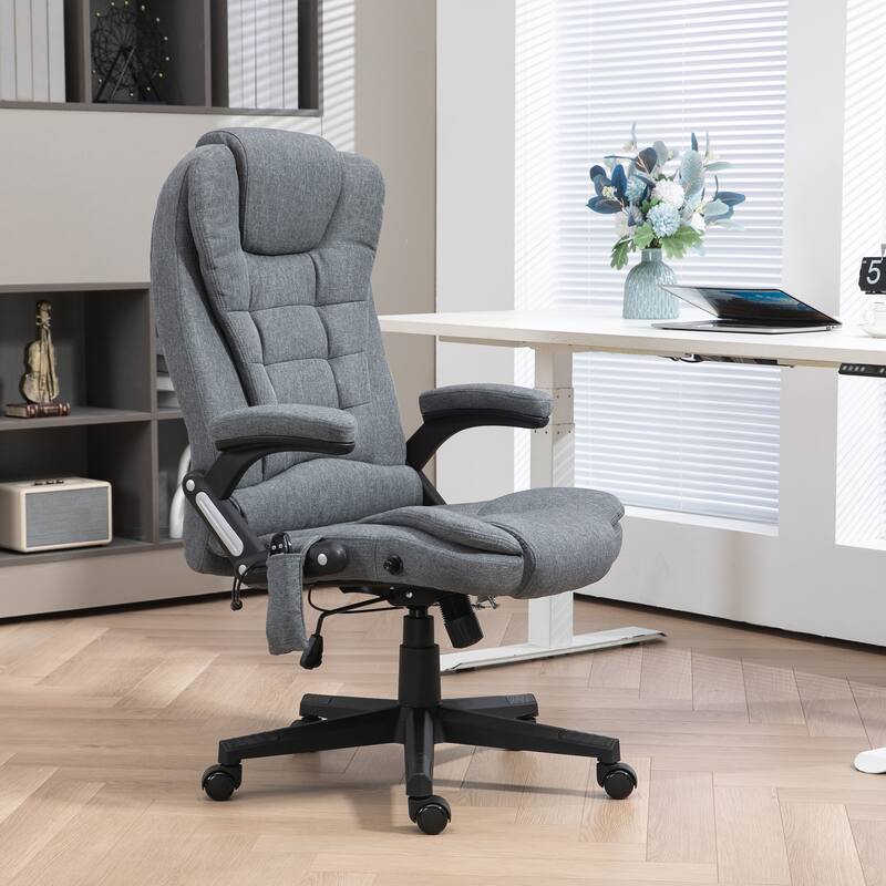 Height Adjustable Massage Office Chair with Lumbar Heating and 6 Vibration Points Swivel Wheels - 25.5"W x 28"D x 43.25"-47.25"H