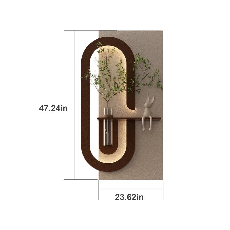 Adjustable 3-Color LED Sandstone Wall Decor with Simulated Green Plants - 3D Art Sculpture, Glass Vase & Rabbit Statue
