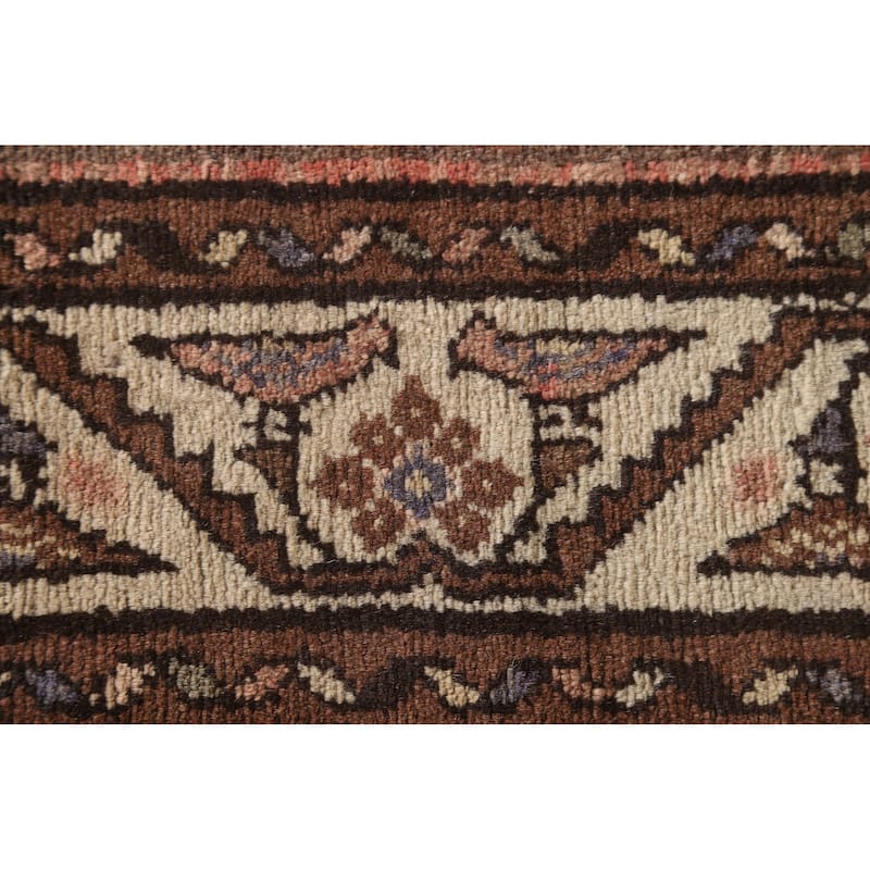 Traditional Hamedan Persian Vintage Runner Rug Handmade Wool Carpet - 3'8"x 9'8"