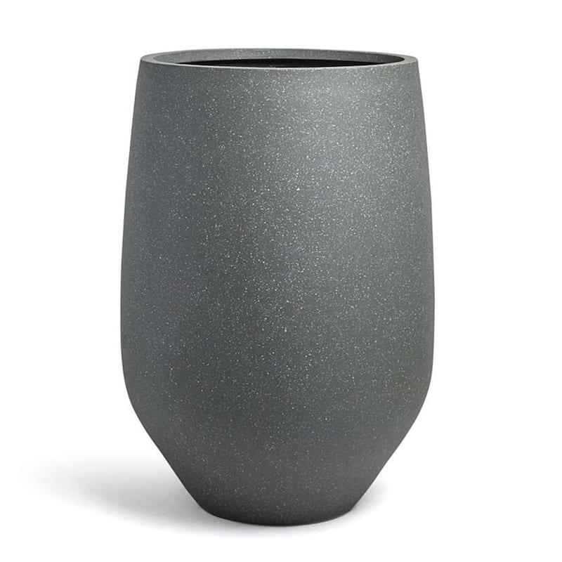 DreamPatio Garden Grove 1-Piece Fiberstone Planter - H19"xD13" - DottedGrey