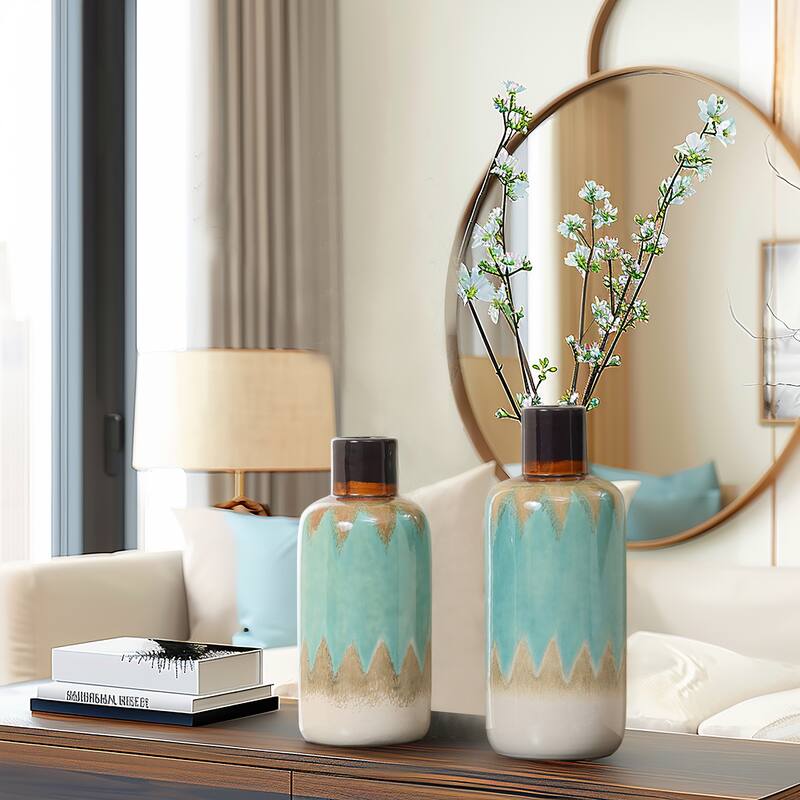 2-Piece Ocean Ombre Stoneware Vase Set
