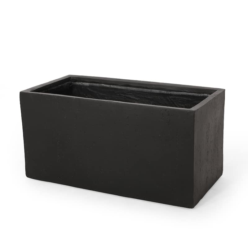Ella Outdoor Modern Cast Stone Rectangular Planter by Christopher Knight Home