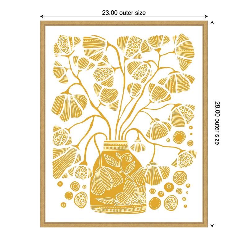 Bloom Block Yellow by Valentina Harper Framed Canvas Wall Art Print - 23 x 28 in