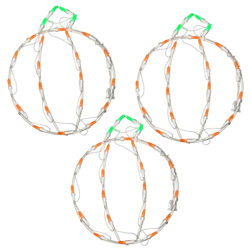 National Tree Company Halloween Lighted Sign Decoration, White, Mini Pumpkin Trio, LED Lights, Plug In, 14 Inches