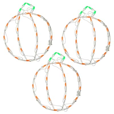 National Tree Company Halloween Lighted Sign Decoration, White, Mini Pumpkin Trio, LED Lights, Plug In, 14 Inches