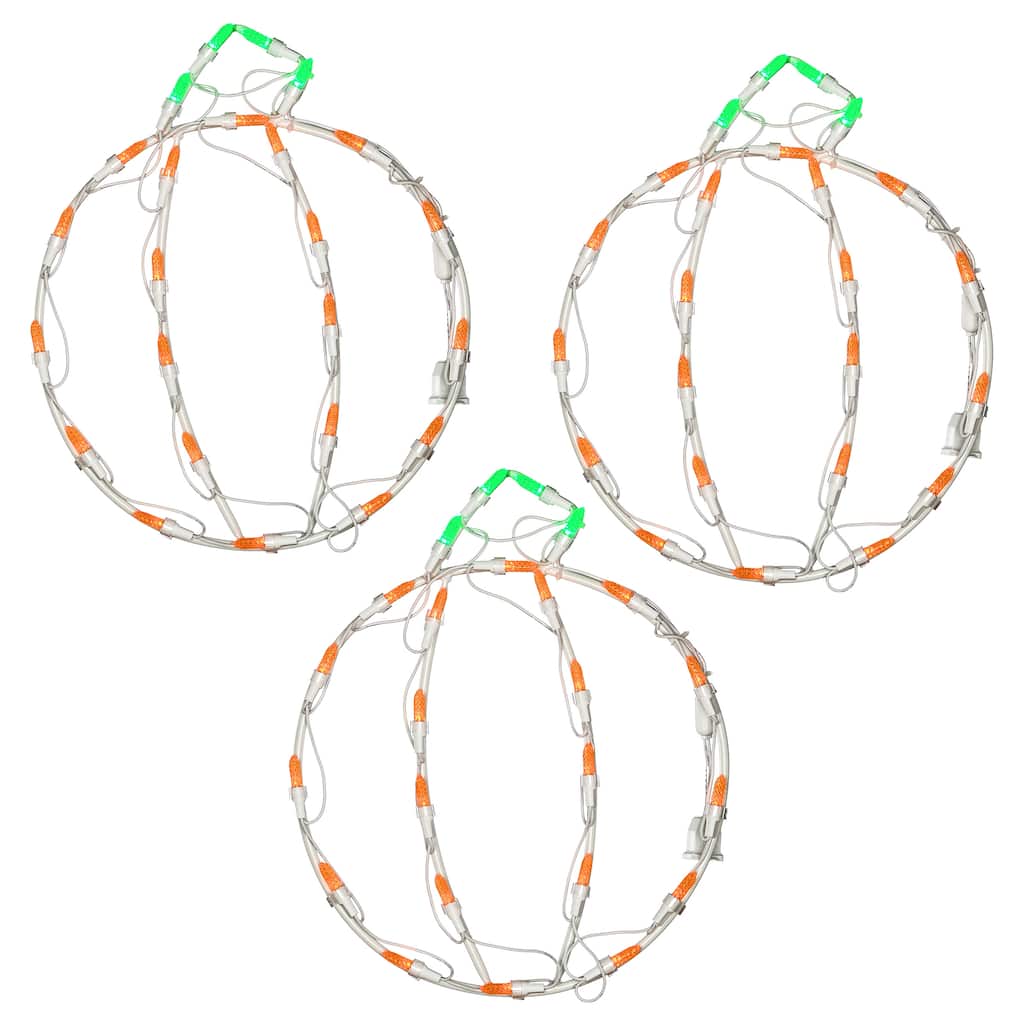 National Tree Company Halloween Lighted Sign Decoration, White, Mini Pumpkin Trio, LED Lights, Plug In, 14 Inches