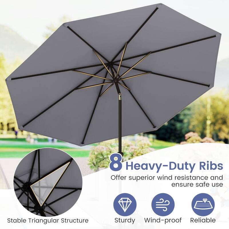 Gymax Patio Heavy Duty Market Umbrella w/ Tilt Mechanism Crank Handle