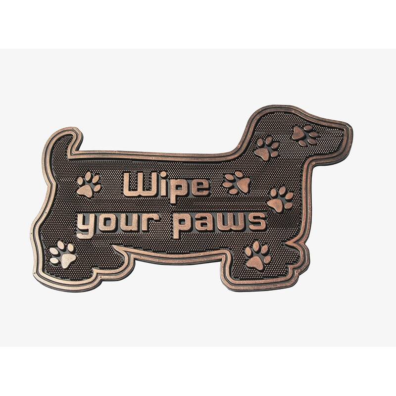 A1HC Rubber Pin 18” X 30” for Outdoor Entrance, Fun Designed Floor, Welcome Mats for Front Door Indoor Non-Slip Backing - Wipe You Paws Dog Shape