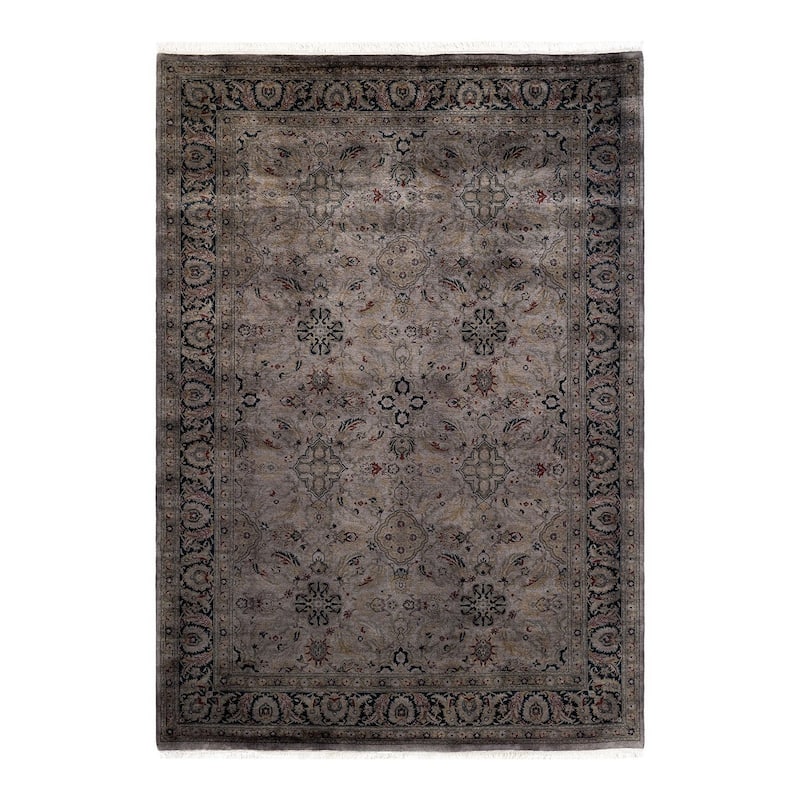 Overton Hand Knotted Wool Vintage Inspired Modern Contemporary Overdyed Gray Area Rug - 6' 1" x 8' 9"