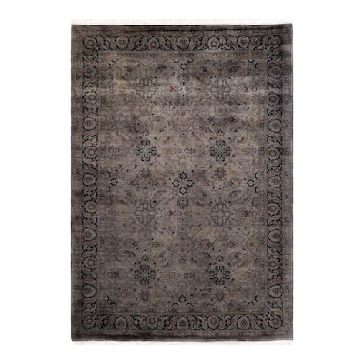 Overton Hand Knotted Wool Vintage Inspired Modern Contemporary Overdyed Gray Area Rug - 6' 1" x 8' 9"