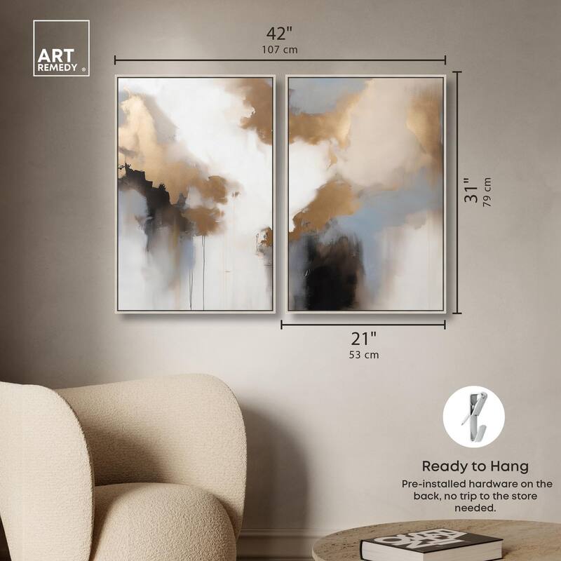 Golden Nebula Canvas Set of 2 by Art Remedy