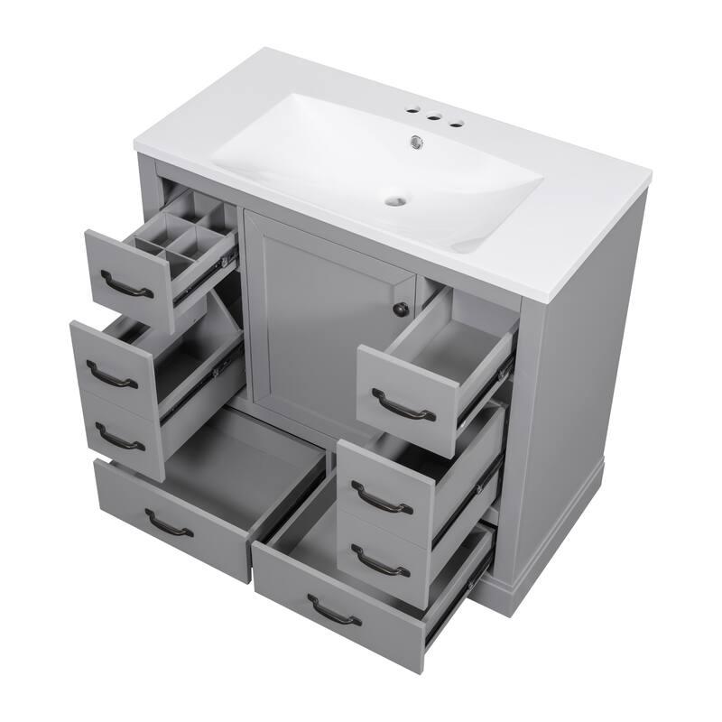 Bathroom Vanity with Sink Combo, Six Drawers