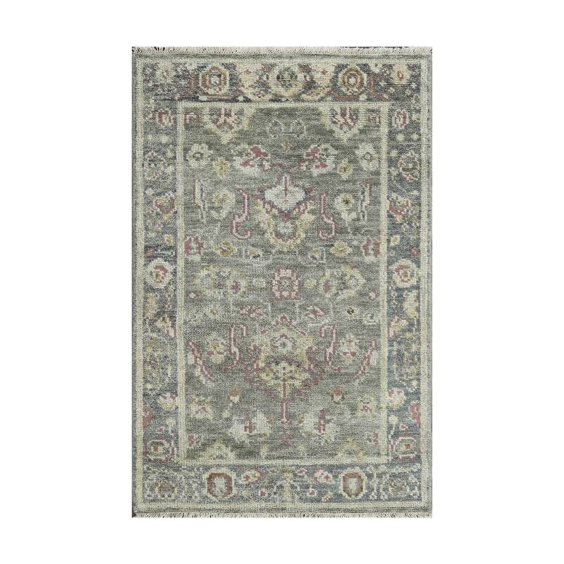 LoomBloom Multi Size Moss Handmade Traditional Oushak Wool Area Rug - 5' 4'' x 8' 7''