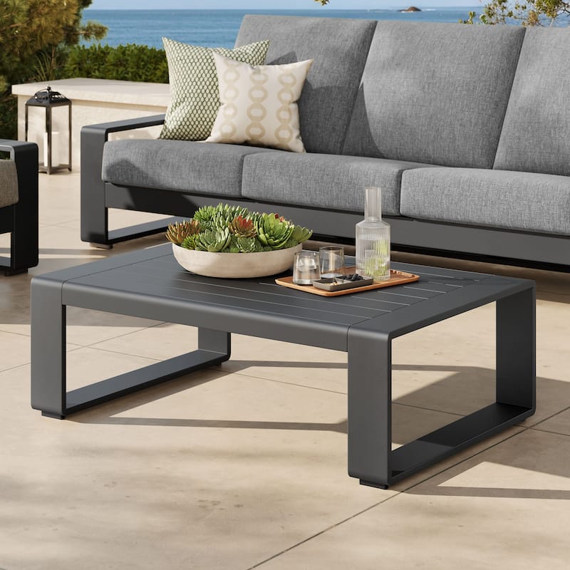 Lirienne Outdoor Patio Aluminum Coffee Table - Gray